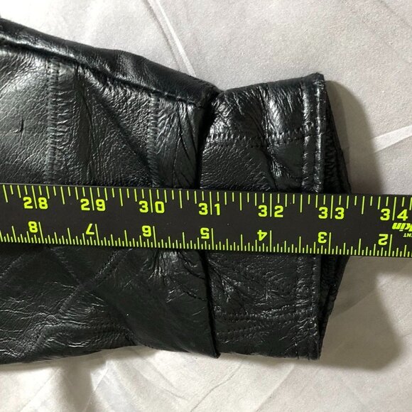 Vintage Men's Leather Jacket Large Patriotic Black Full Zip Collared Biker - Picture 8 of 16